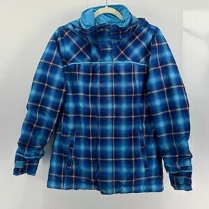Burton Girl’s Elodie Snowboard Jacket Insulated Waterproof Blue Plaid X-Large